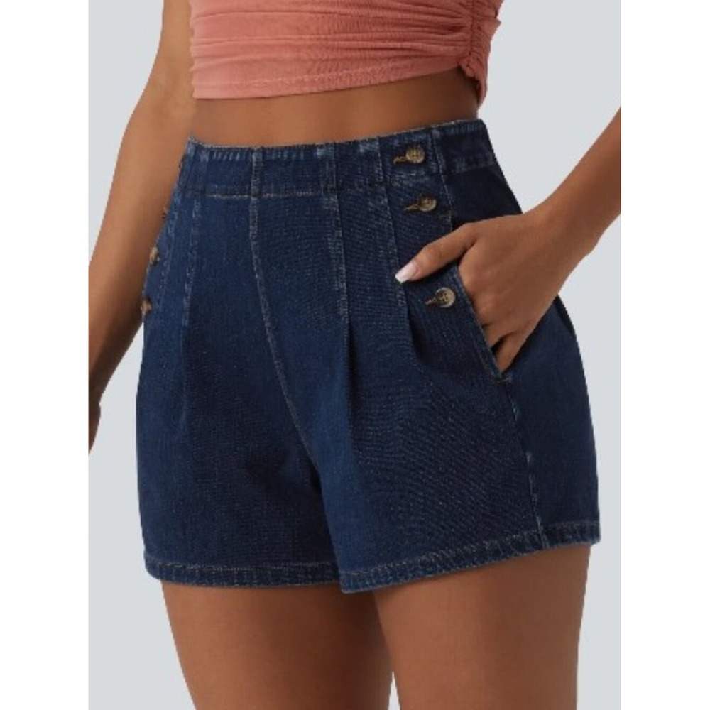 Halara Flex Medium Pageant Blue Denim High Waisted 3 inch Casual Shorts Pockets